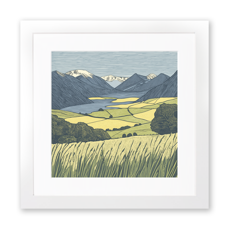 Grisedale Pike in the Lake District Linoprint-Style Art (2439-3)