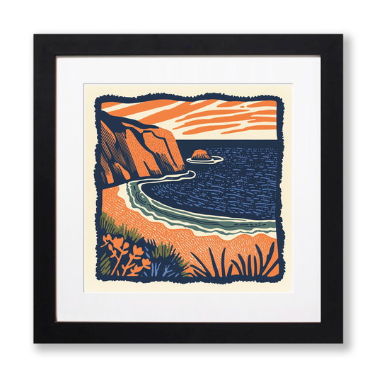 Sandwood Bay, Sutherland Linoprint-Style Art (152-1)