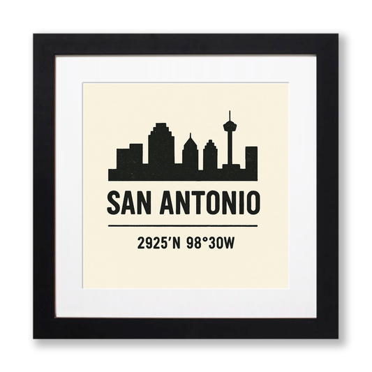 Place Coordinates Linoprint-Style Art (c266)