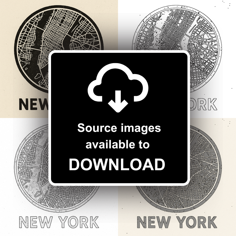 Maps Linoprint-Style Art (c27)