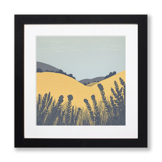 Bracken covered slopes Linoprint-Style Art (2376-2)