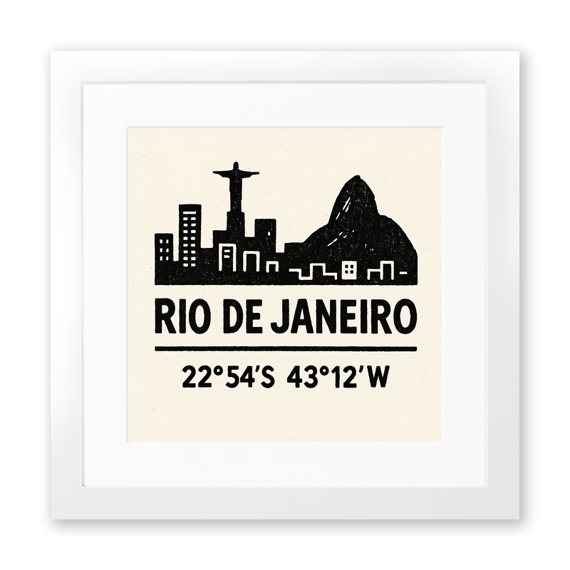 Place Coordinates Linoprint-Style Art (c332)