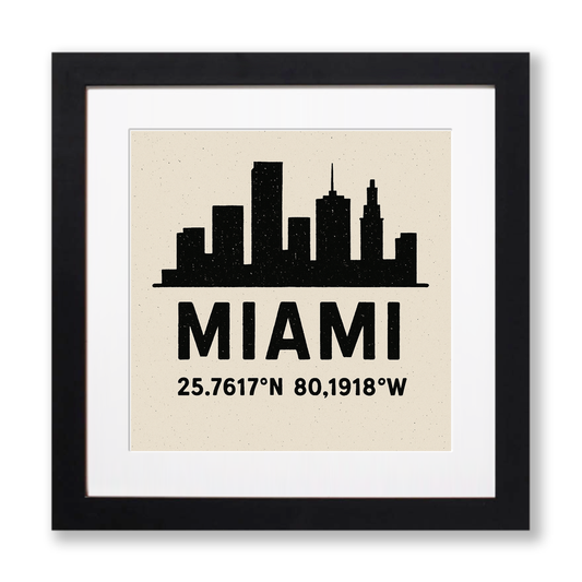 Place Coordinates Linoprint-Style Art (c316)