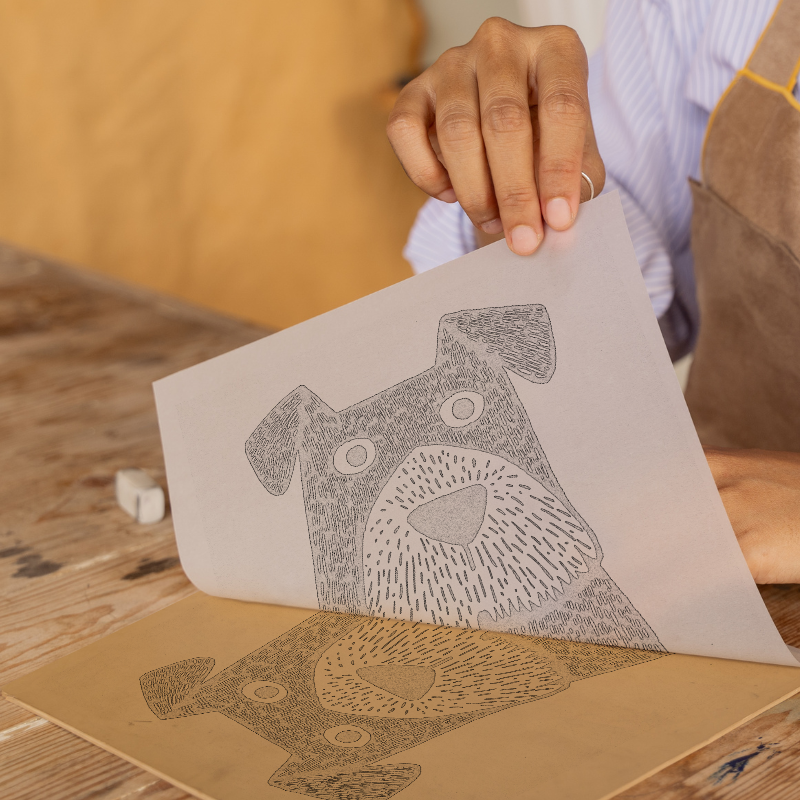 Airedale Terrier Linoprint-Style Art (1445-2)