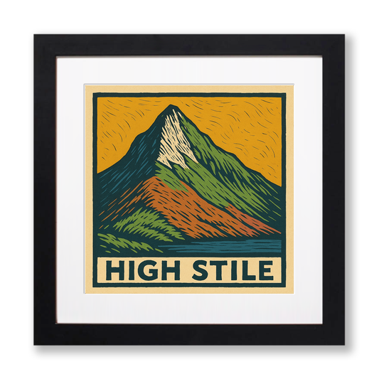 Mountains Linoprint-Style Art (c378)