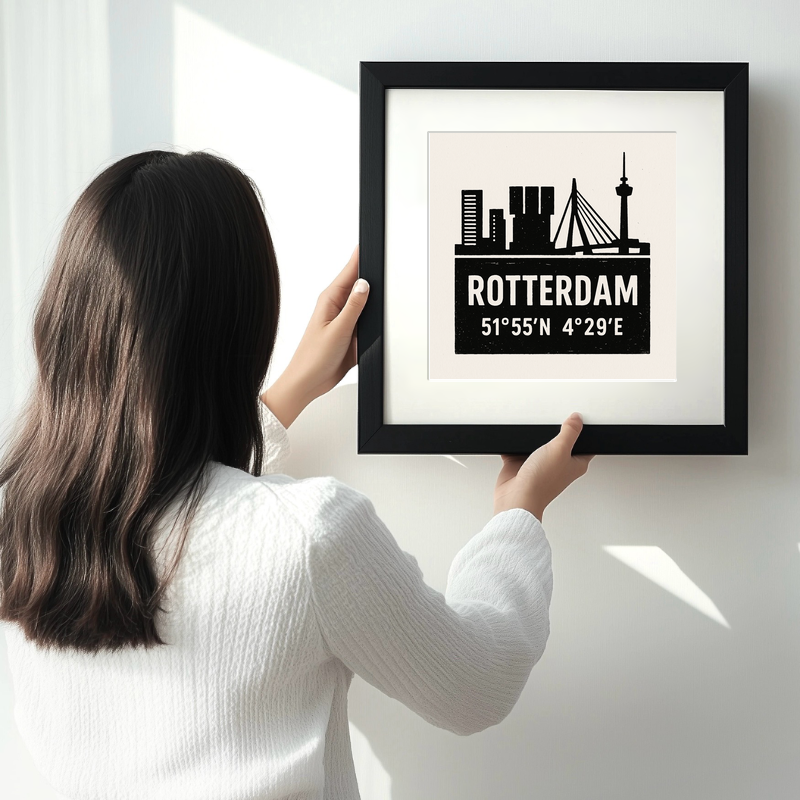 Place Coordinates Linoprint-Style Art (c253)