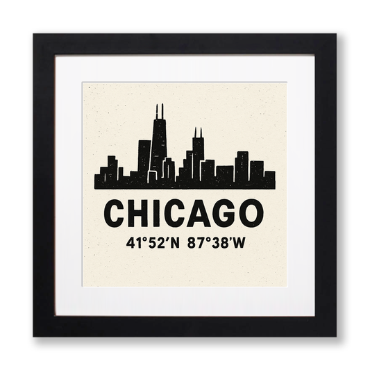 Place Coordinates Linoprint-Style Art (c342)