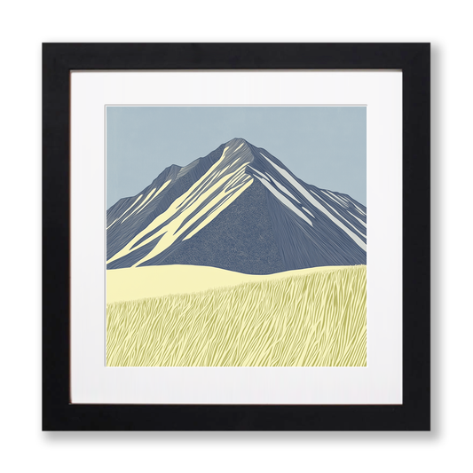 Grasmoor wide summit Linoprint-Style Art (2434-3)