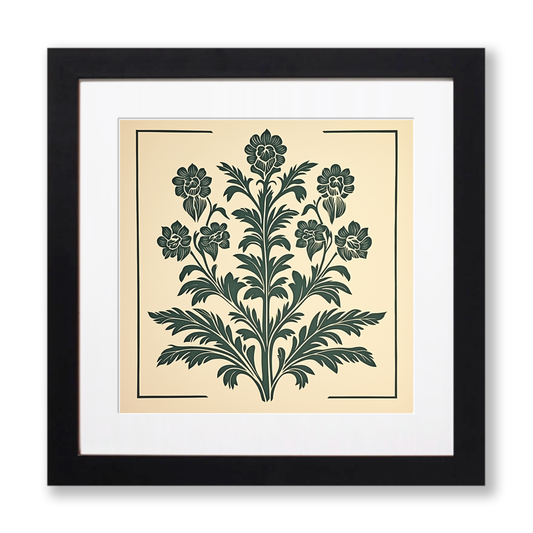 Delphinium Linoprint-Style Art (1710-1)