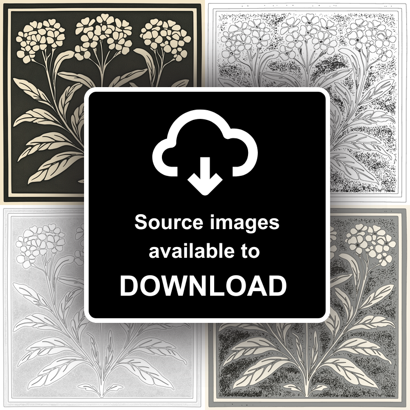 Verbena Linoprint-Style Art (1751-1)