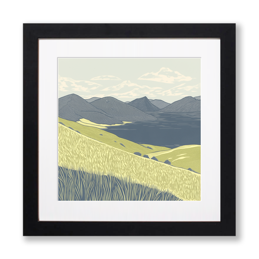 Blencathra skyline in the Lake District Linoprint-Style Art (2364-3)