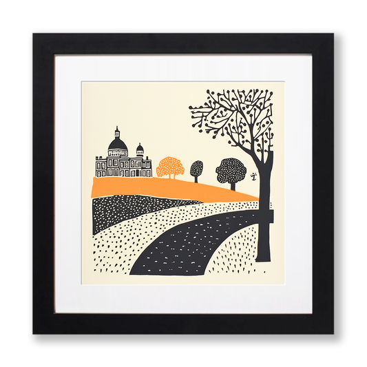 Oxford Radcliffe Camera Linoprint-Style Art (185-1)