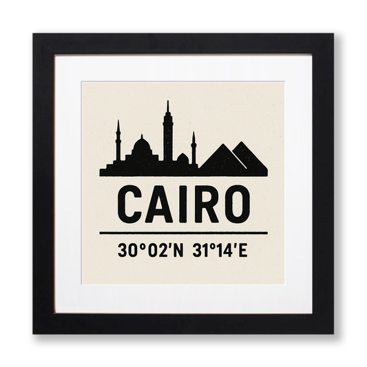 Place Coordinates Linoprint-Style Art (c328)