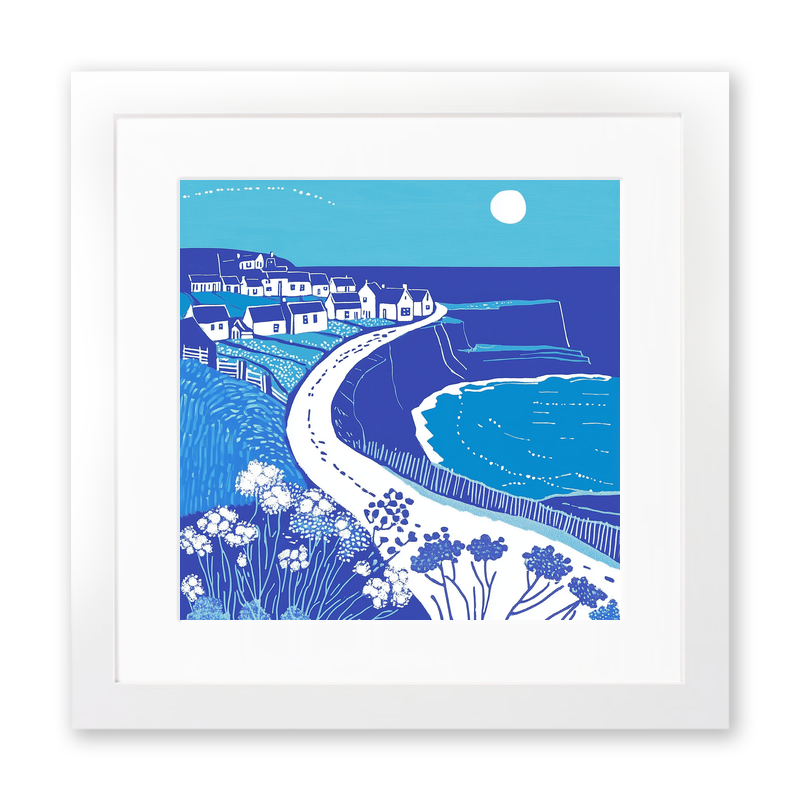 Saltburn-by-the-Sea, North Yorkshire Linoprint-Style Art (1105-2)