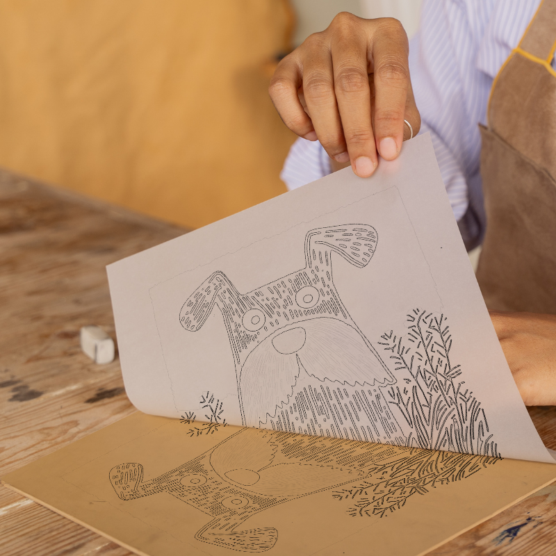 Miniature Schnauzer Linoprint-Style Art (1477-2)