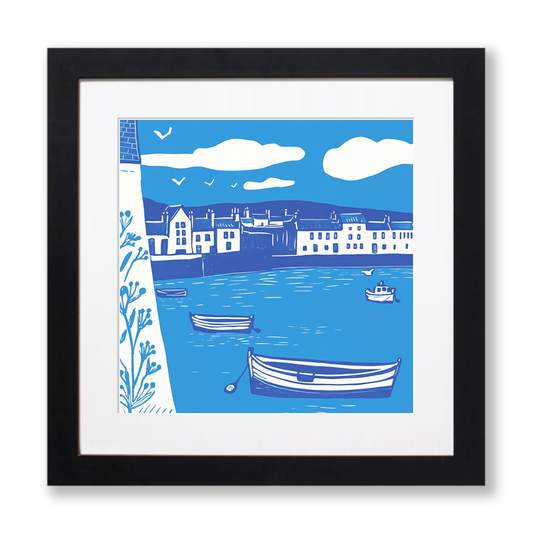 St Ives Harbour Linoprint-Style Art (896-2)