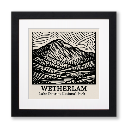 Mountains Linoprint-Style Art (c356)