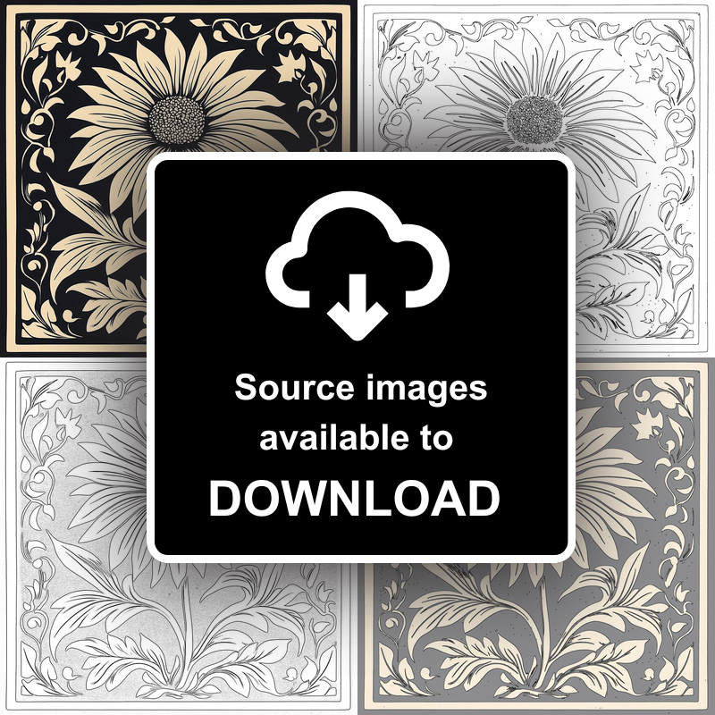 Echinacea (Coneflower) Linoprint-Style Art (1712-1)