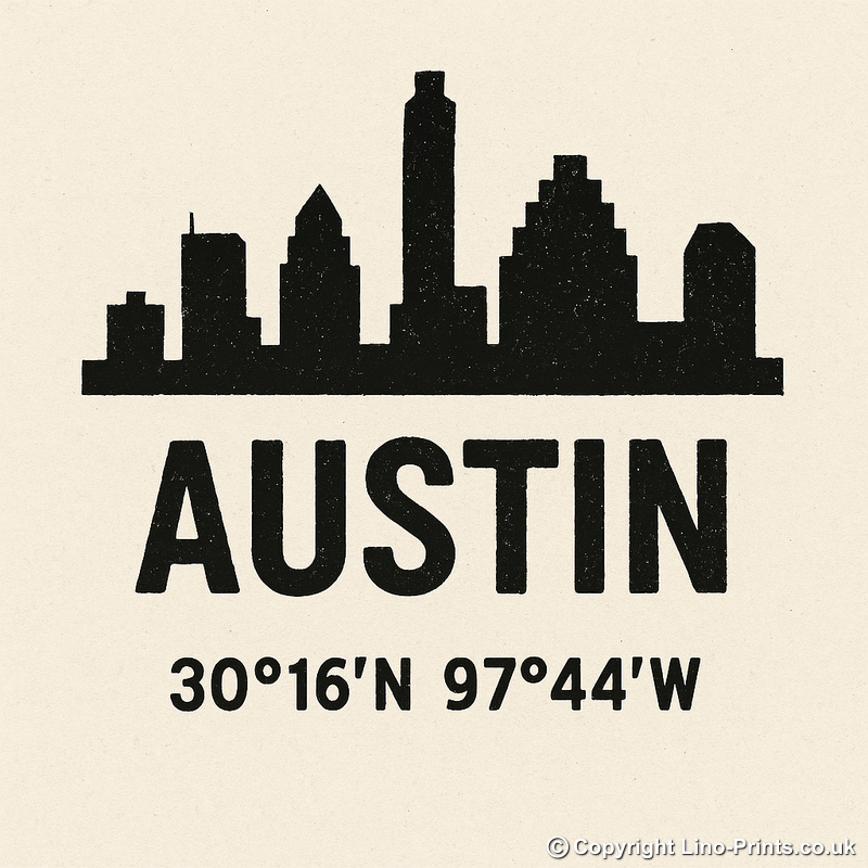 Place Coordinates Linoprint-Style Art (c265)