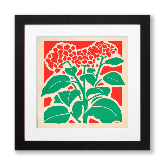 Lantana Linoprint-Style Art (1658-1)