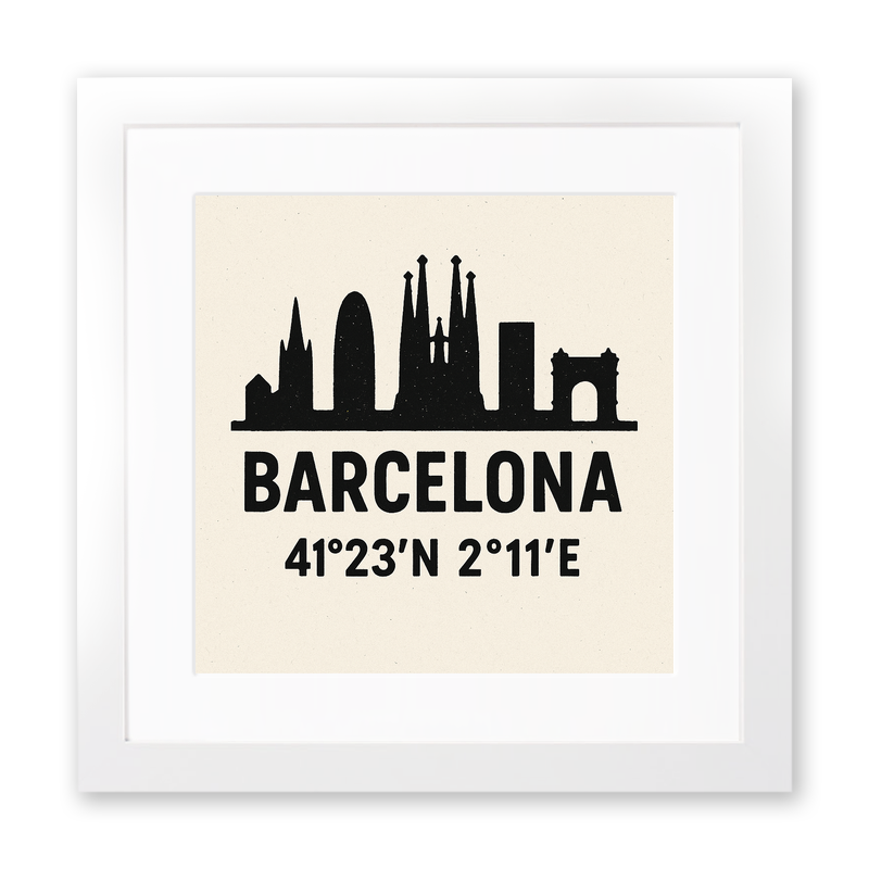 Place Coordinates Linoprint-Style Art (c330)