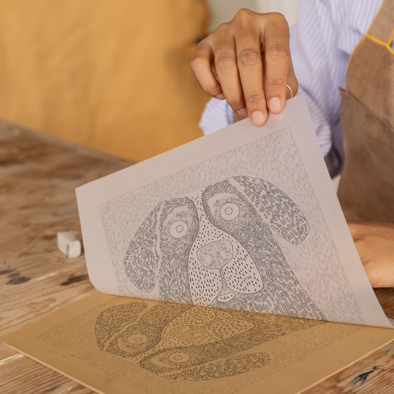 Saint Bernard Linoprint-Style Art (1483-1)