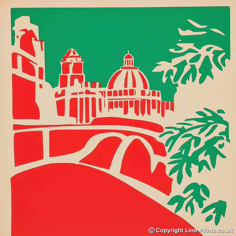 Oxford Radcliffe Camera Linoprint-Style Art (347-1)