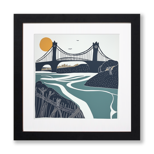 Clifton Suspension Bridge, Bristol Linoprint-Style Art (1134-1)