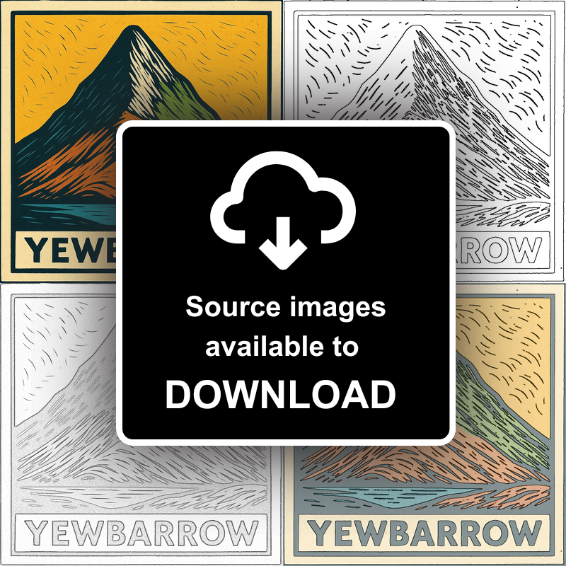Mountains Linoprint-Style Art (c379)