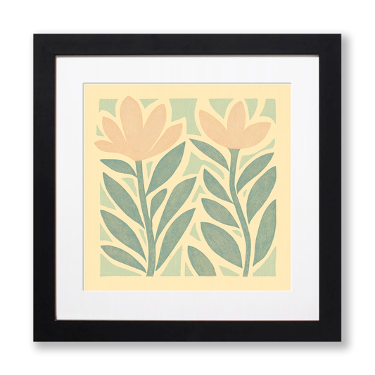 Abstract botanical textures Linoprint-Style Art (487-1)