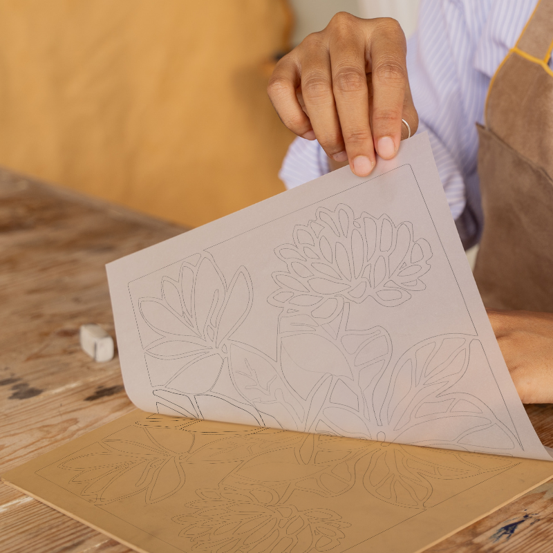 Abstract botanical textures Linoprint-Style Art (523-1)