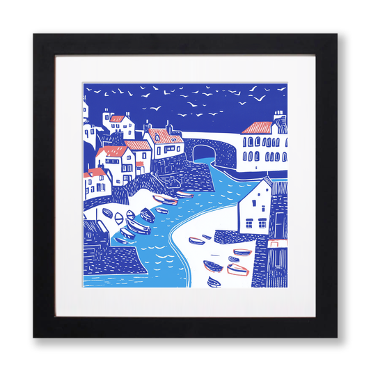 Staithes, North Yorkshire Linoprint-Style Art (1111-1)