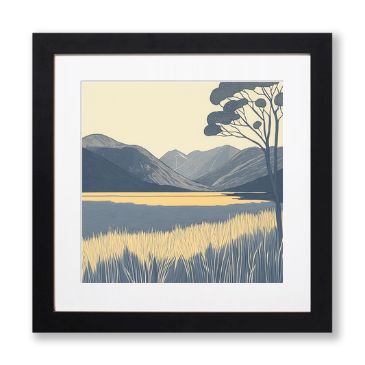 Calm morning on Buttermere Linoprint-Style Art (2379-3)
