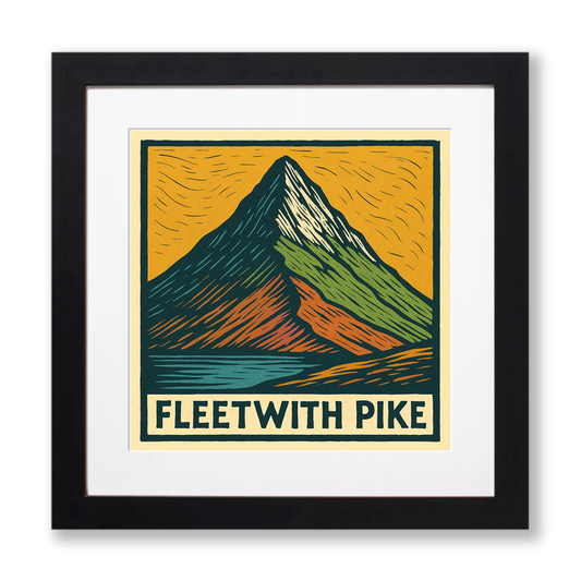 Mountains Linoprint-Style Art (c380)