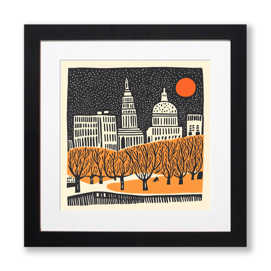 St Paul's Cathedral, London Linoprint-Style Art (195-2)