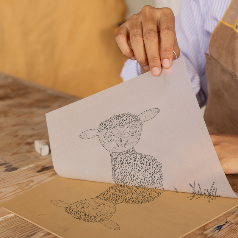 Cute Lamb Linoprint-Style Art (629-1)