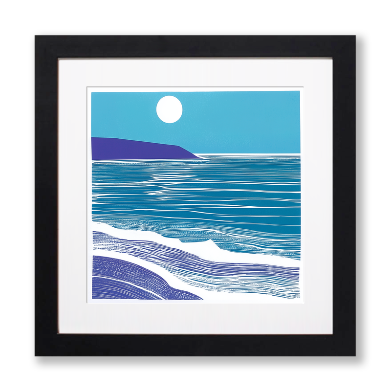Minimalist horizon Linoprint-Style Art (985-2)