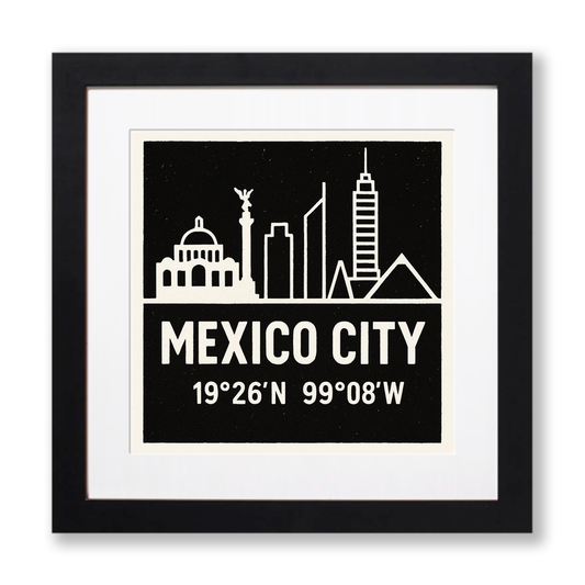 Place Coordinates Linoprint-Style Art (c283)