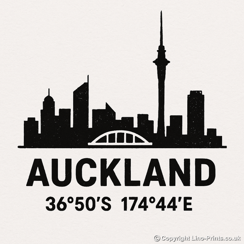 Place Coordinates Linoprint-Style Art (c293)