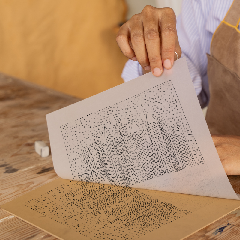 Dubai skyline Linoprint-Style Art (554-3)