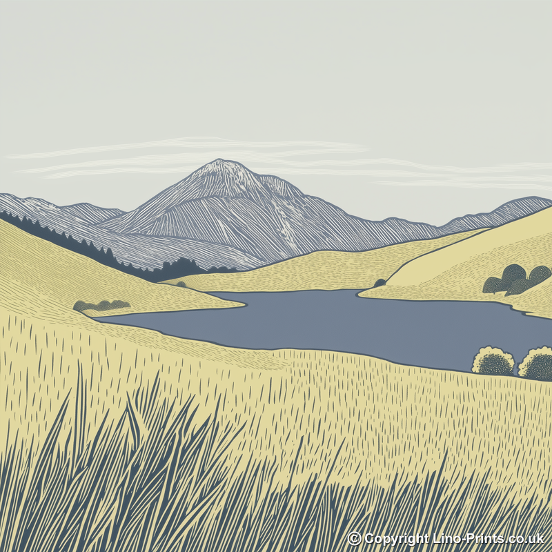 Pike of Blisco in the Lake District Linoprint-Style Art (2501-1)