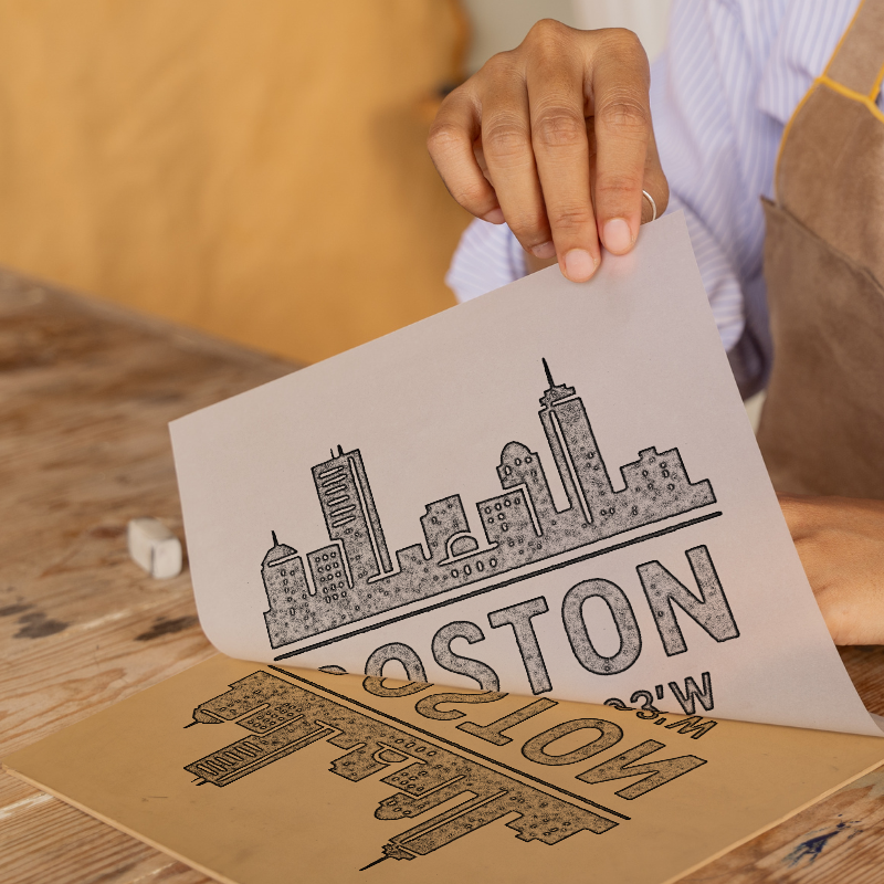 Place Coordinates Linoprint-Style Art (c319)