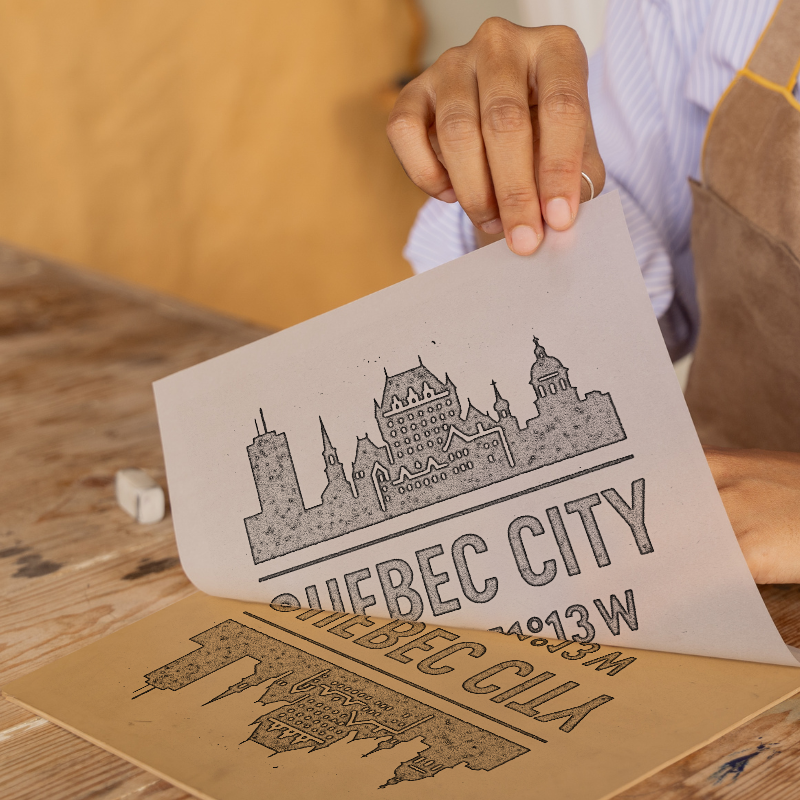 Place Coordinates Linoprint-Style Art (c250)