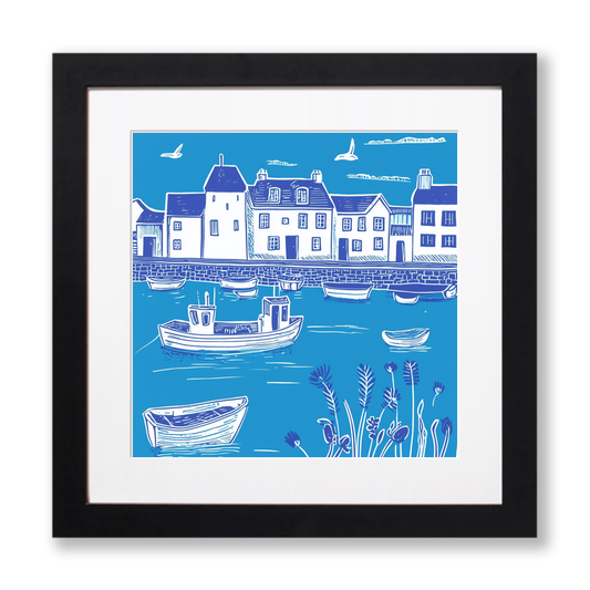 St Ives Harbour, Cornwall Linoprint-Style Art (1110-2)