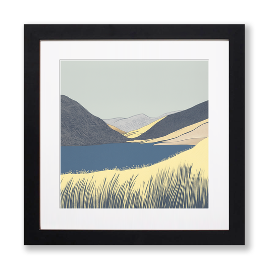 Skiddaw in the Lake District Linoprint-Style Art (2548-4)