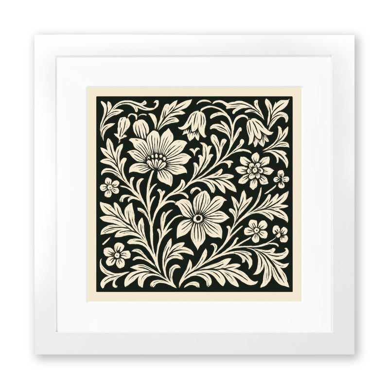 Flowers Linoprint-Style Art (c6)