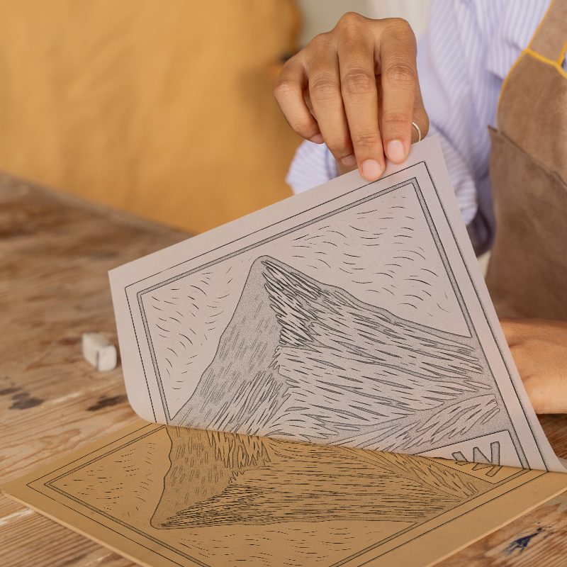 Mountains Linoprint-Style Art (c379)
