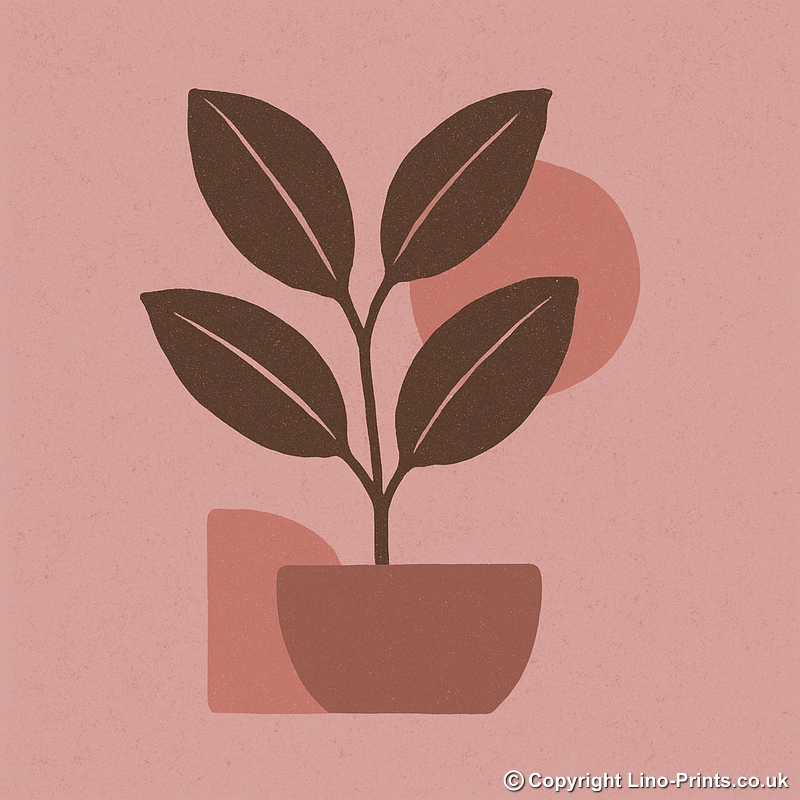 Flowers and Plants Linoprint-Style Art (c527)