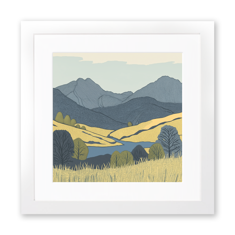 Wetherlam in the Lake District Linoprint-Style Art (2599-1)