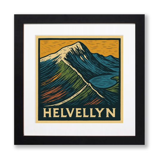 Mountains Linoprint-Style Art (c394)